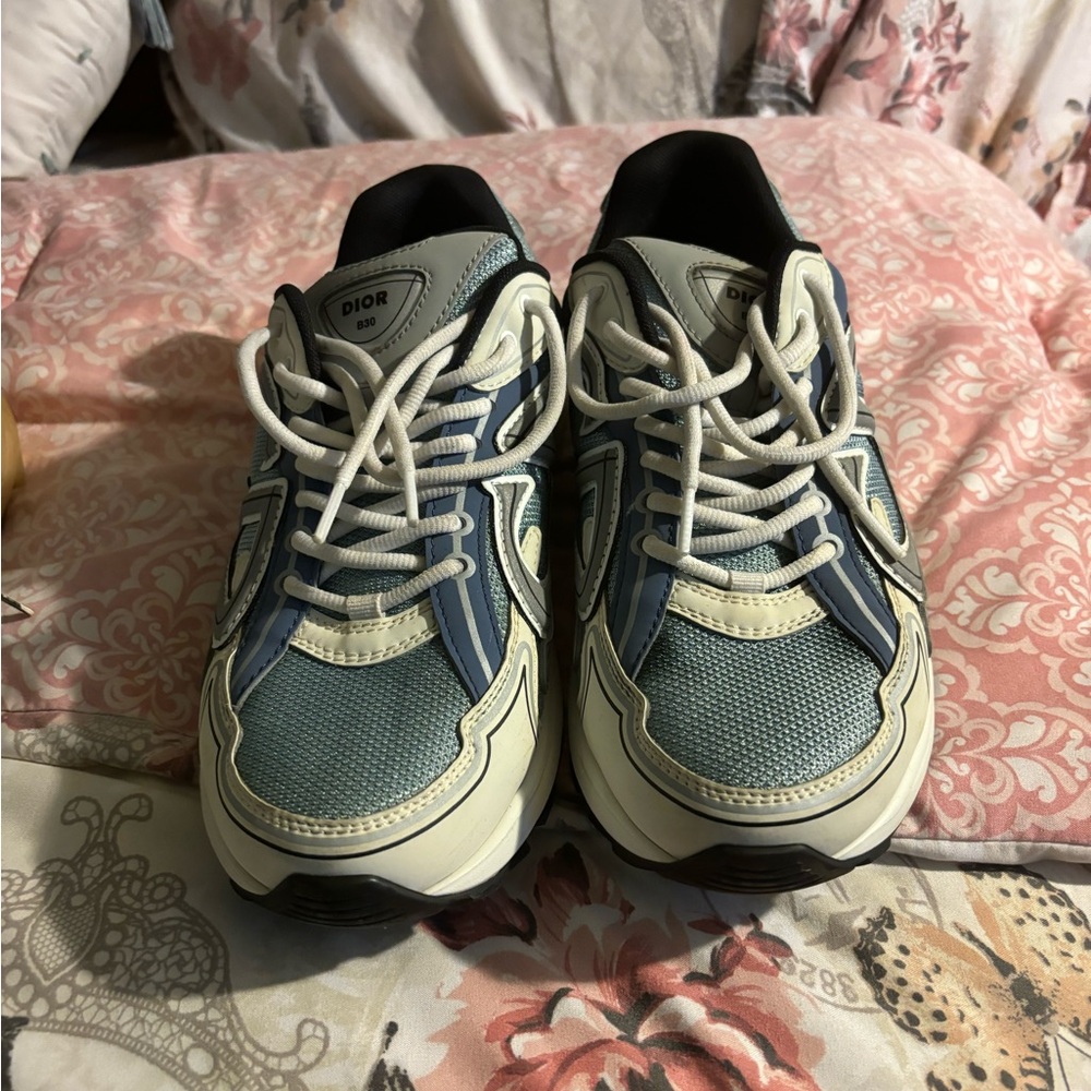 Dior Blue and White Sneakers with Cushioned Sole